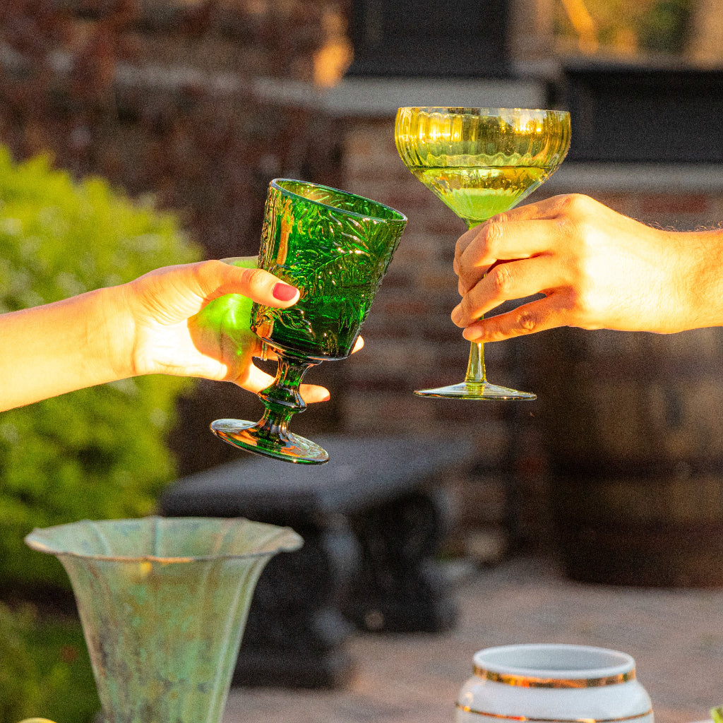 Botanic Imprinted Chalice styled on a luxury dinner table setting - Ro'Table NYC