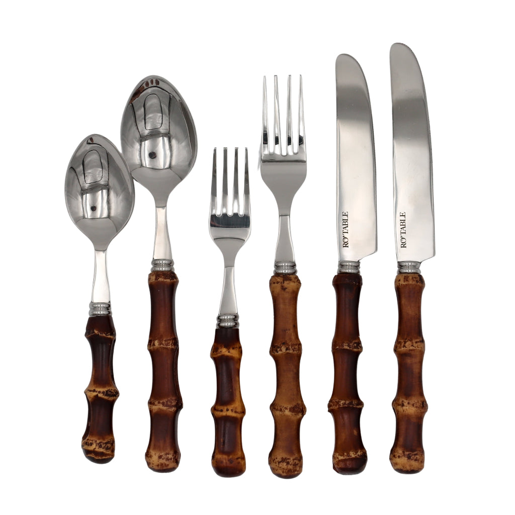 Set of Burnt Bamboo Cutlery - designer flatware set from Shimla Social collection | Ro'Table NYC