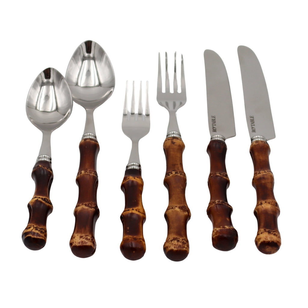 Set of Burnt Bamboo Cutlery styled in a curated Shimla Social collection tablescape - Ro'Table NYC