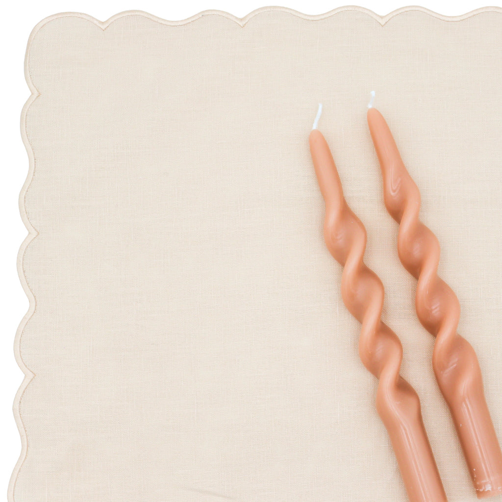 Caramel Swirl Candle - Pack of 2 in a warm dinner party setting with candles and flowers - Ro'Table NYC