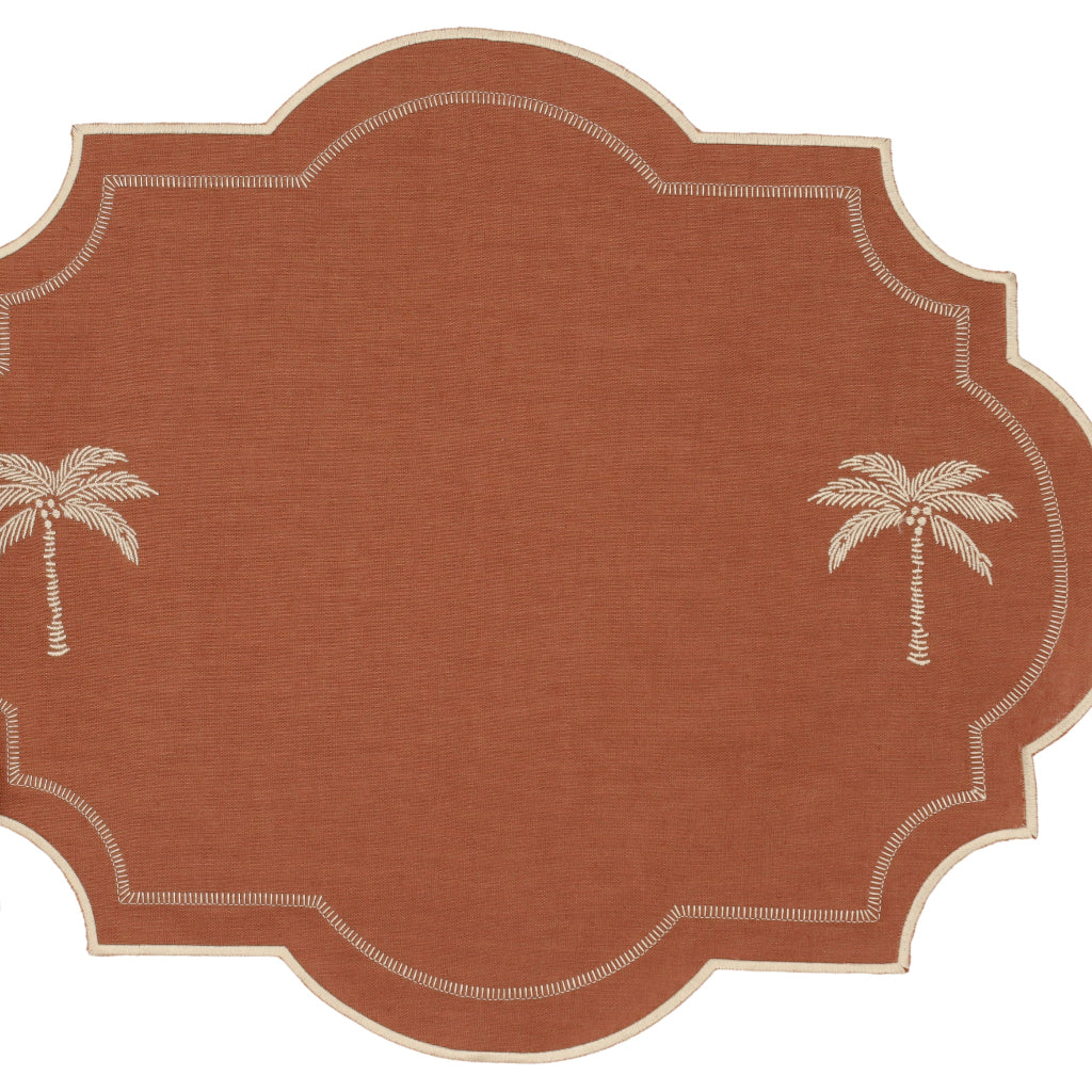 Cocoa Oasis Placemat in a warm dinner party setting with candles and flowers - Ro'Table NYC