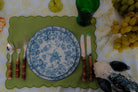 Ro'table Design Floral Blue Plate with Hidden Monkey Table Setting