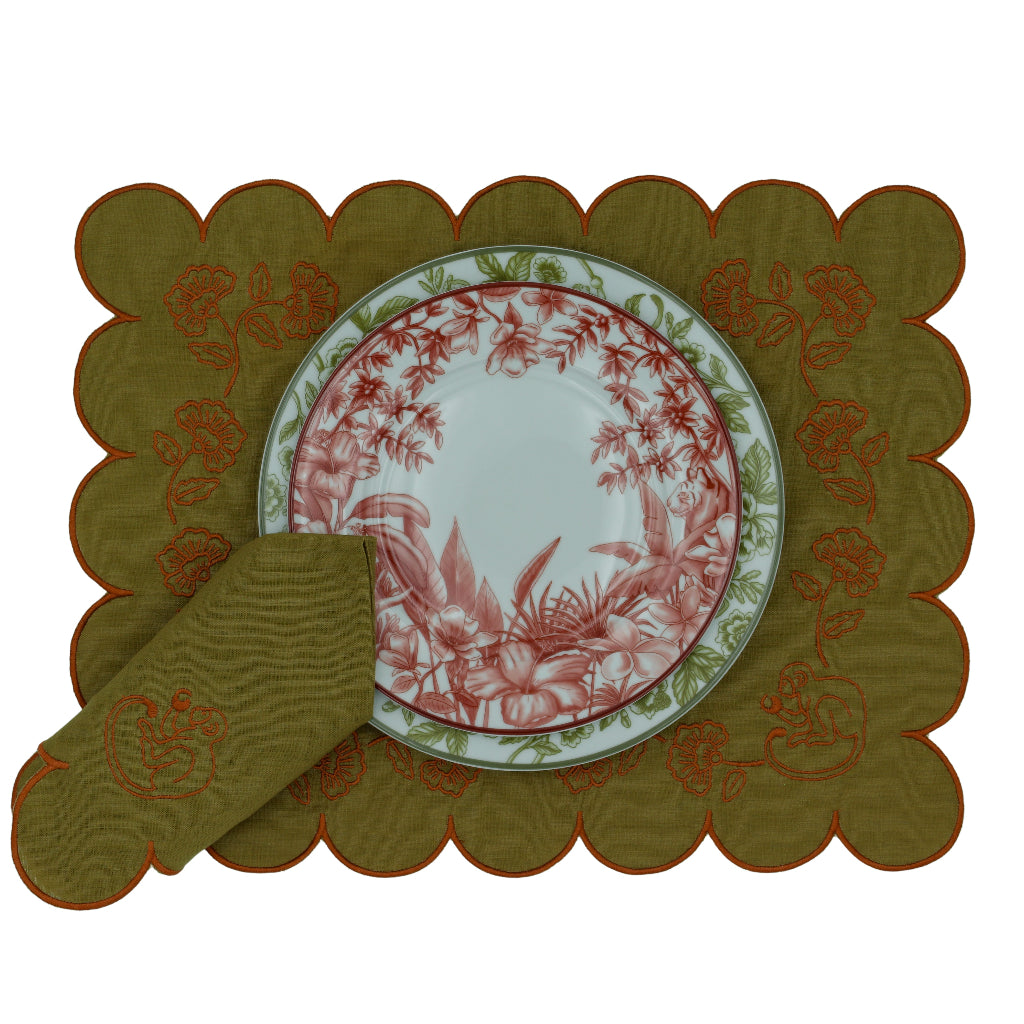 Earthen Pine Napkin styled in a curated Shimla Social collection tablescape - Ro'Table NYC