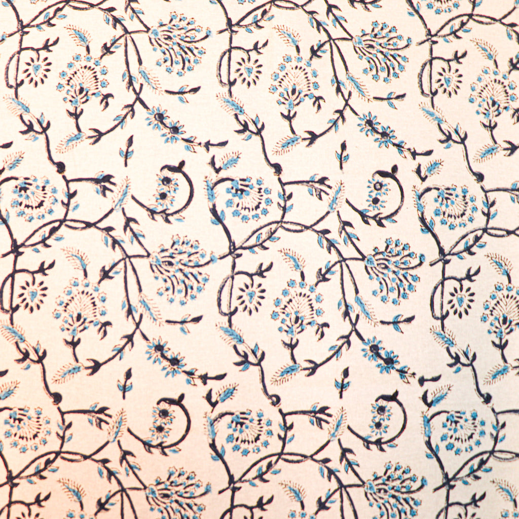 100% Organic Cotton - Eleanor Royal Blue Tablecloth close-up with intricate detail - Ro'Table NYC
