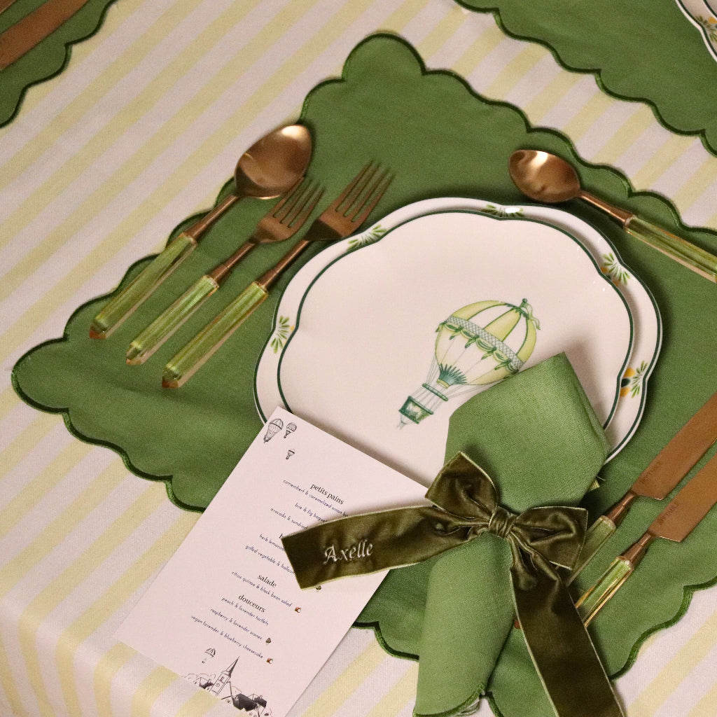 Evergreen Wave Placemat styled on a luxury dinner table setting - Ro'Table NYC