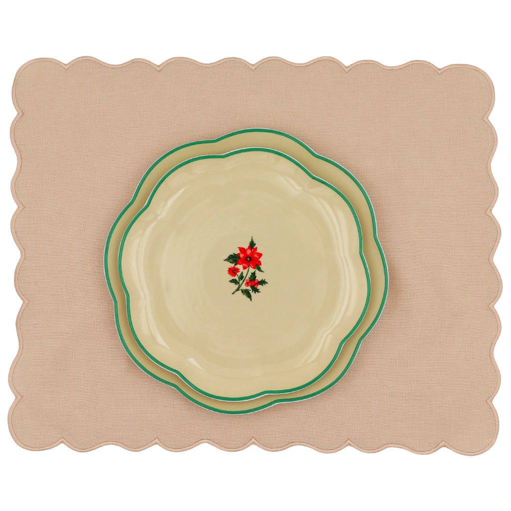 Fabled Flora Scalloped Starter Plate arranged with complementary tableware and decor - Ro'Table NYC