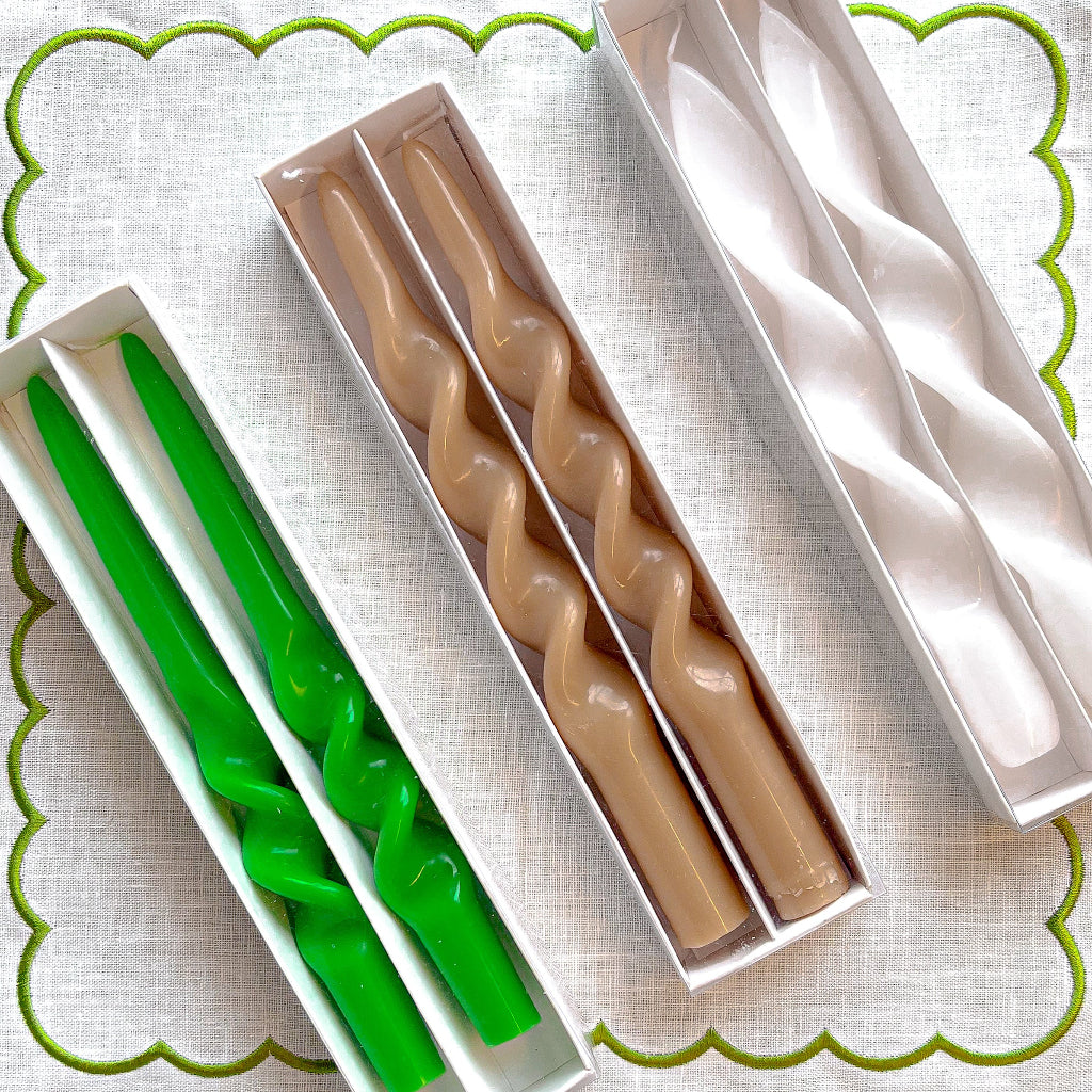 Forest Fern Twisted Candle - Pack of 2 - decorative dinner candle for luxury entertaining | Ro'Table NYC