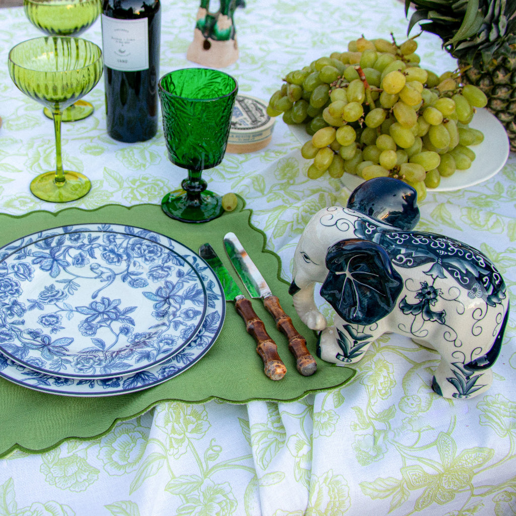 Hand-painted Ceramic Embera and Nyala Elephants - Pair close-up showing intricate handmade pattern - Ro'Table NYC