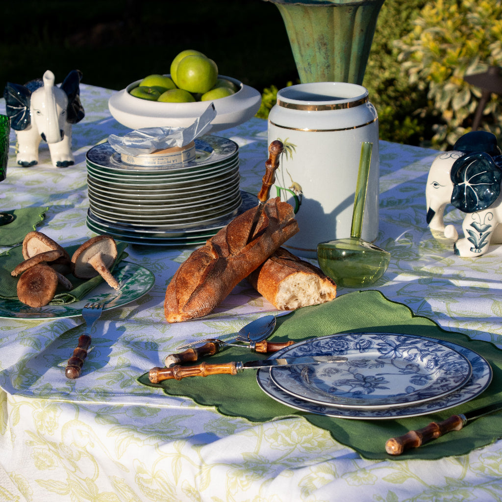 Hand-painted Ceramic Embera and Nyala Elephants - Pair macro detail of handwoven rattan construction - premium table decoration by Ro'Table NYC