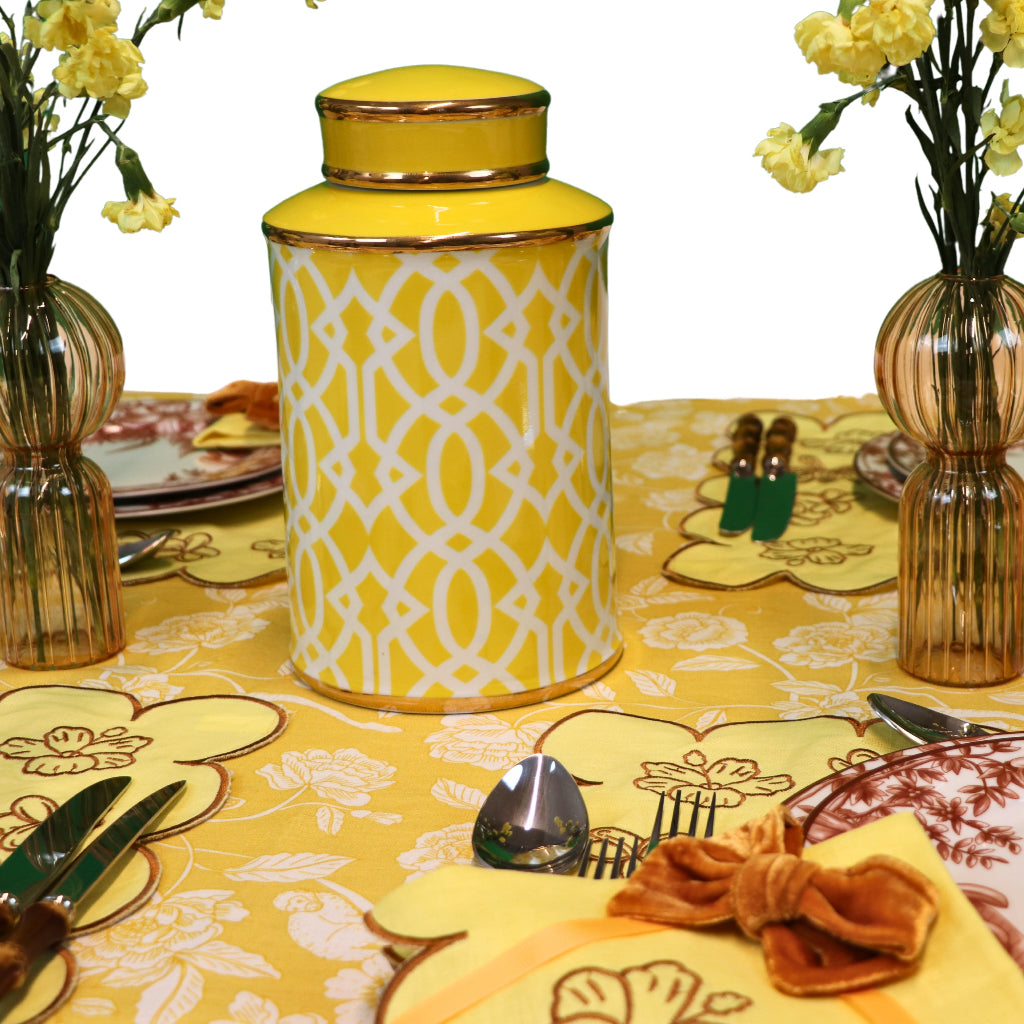 Honeycomb Ginger Jar overhead view showing the glaze and surface detail - Ro'Table NYC decorative jar