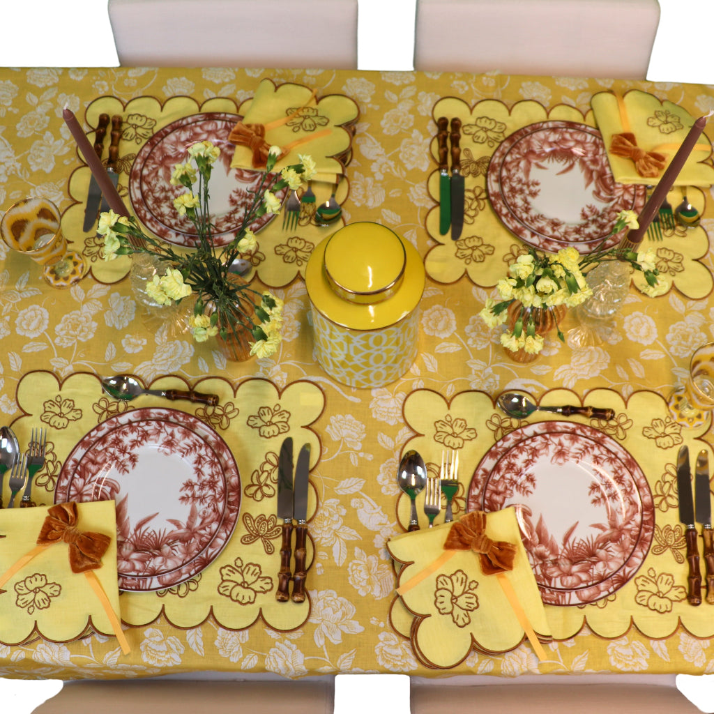 Honeycomb Ginger Jar in a warm dinner party setting with candles and flowers - Ro'Table NYC