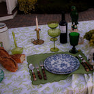 Blue Floral Monkey Plate Setting on Table