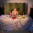 Maximalist Tablescape of lilacs and Greens, Palm Springs. 