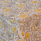 Organic Cotton Tablecloth with Hand-Printed Sun-Kissed Blossoms & fern patterns, 60's summer of love