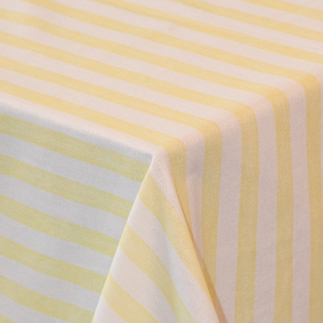 Lemon Sherbet Yellow and White Striped Tablecloth in Linen 