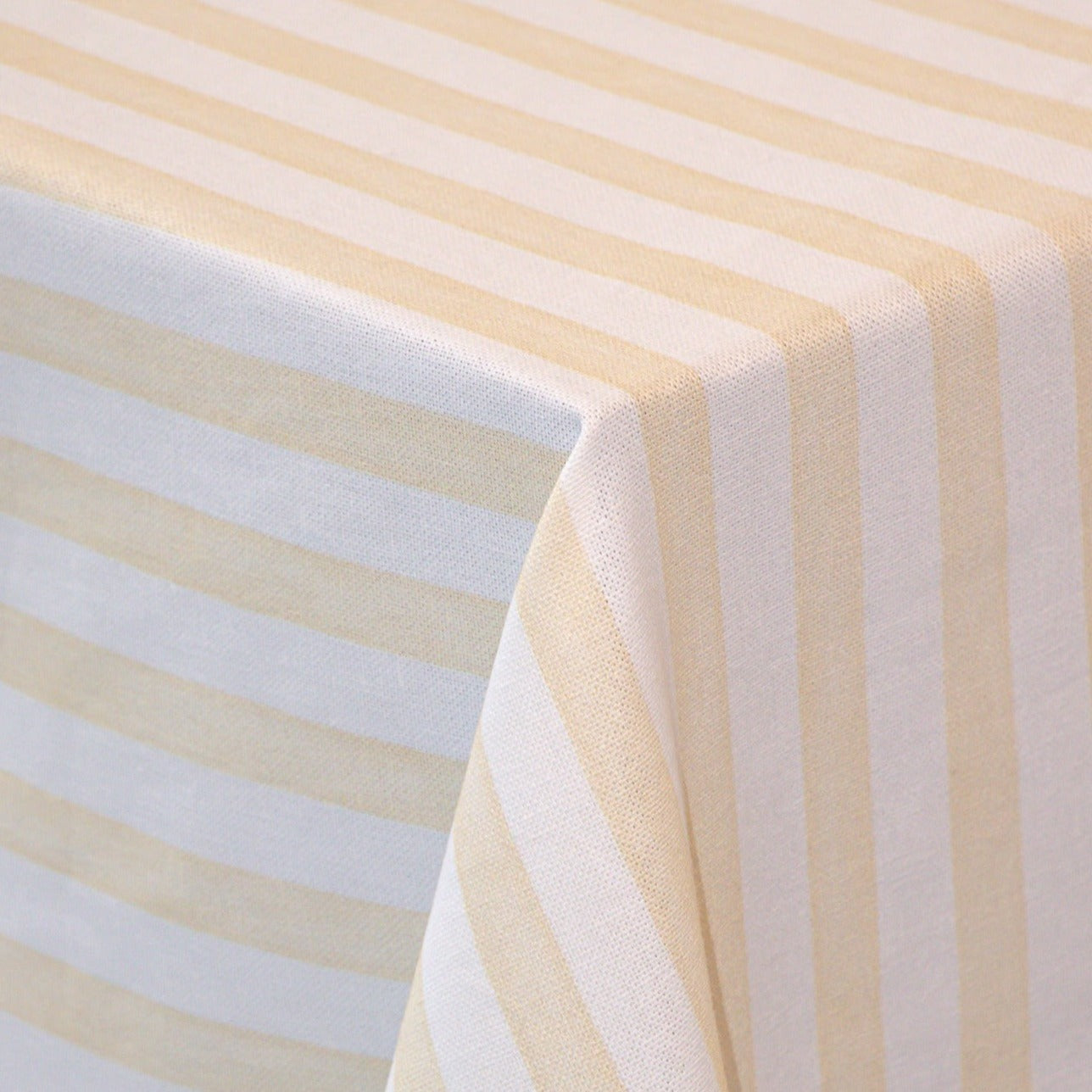 Lychee Sorbet Nude Striped Tablecloth in Cotton and Linen