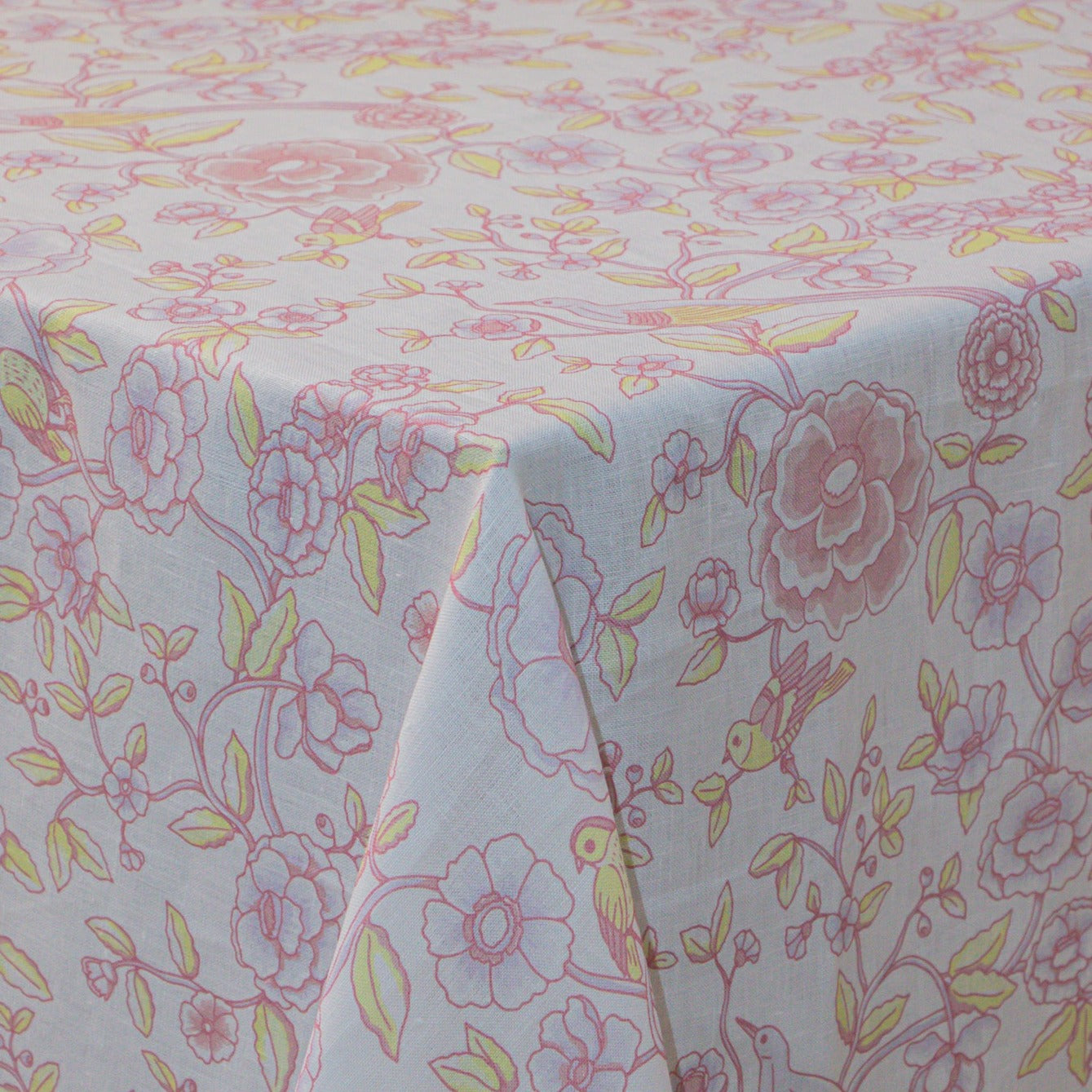 Pastel Rose & Soft Lilac Floral Songbird Table Linen 