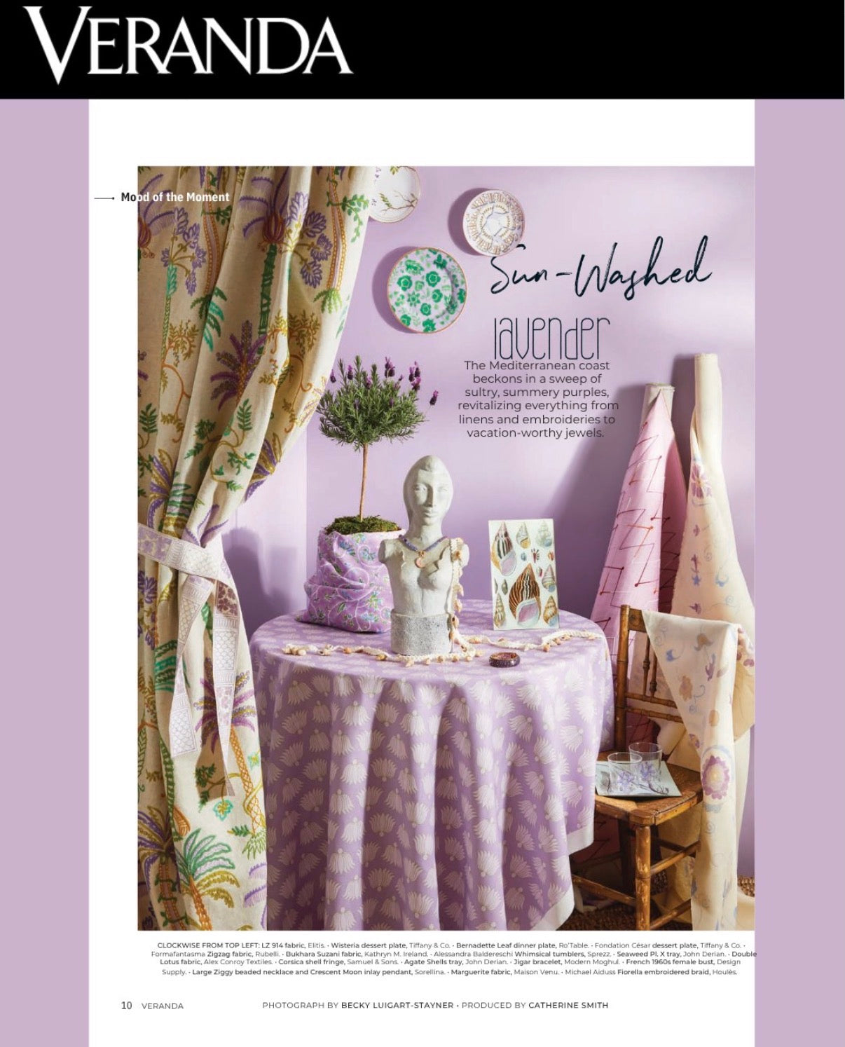 Veranda magazine Sun-Washed Lavender editorial featuring Ro'Table NYC dinner plate in Mediterranean-inspired luxury home decor tablescape