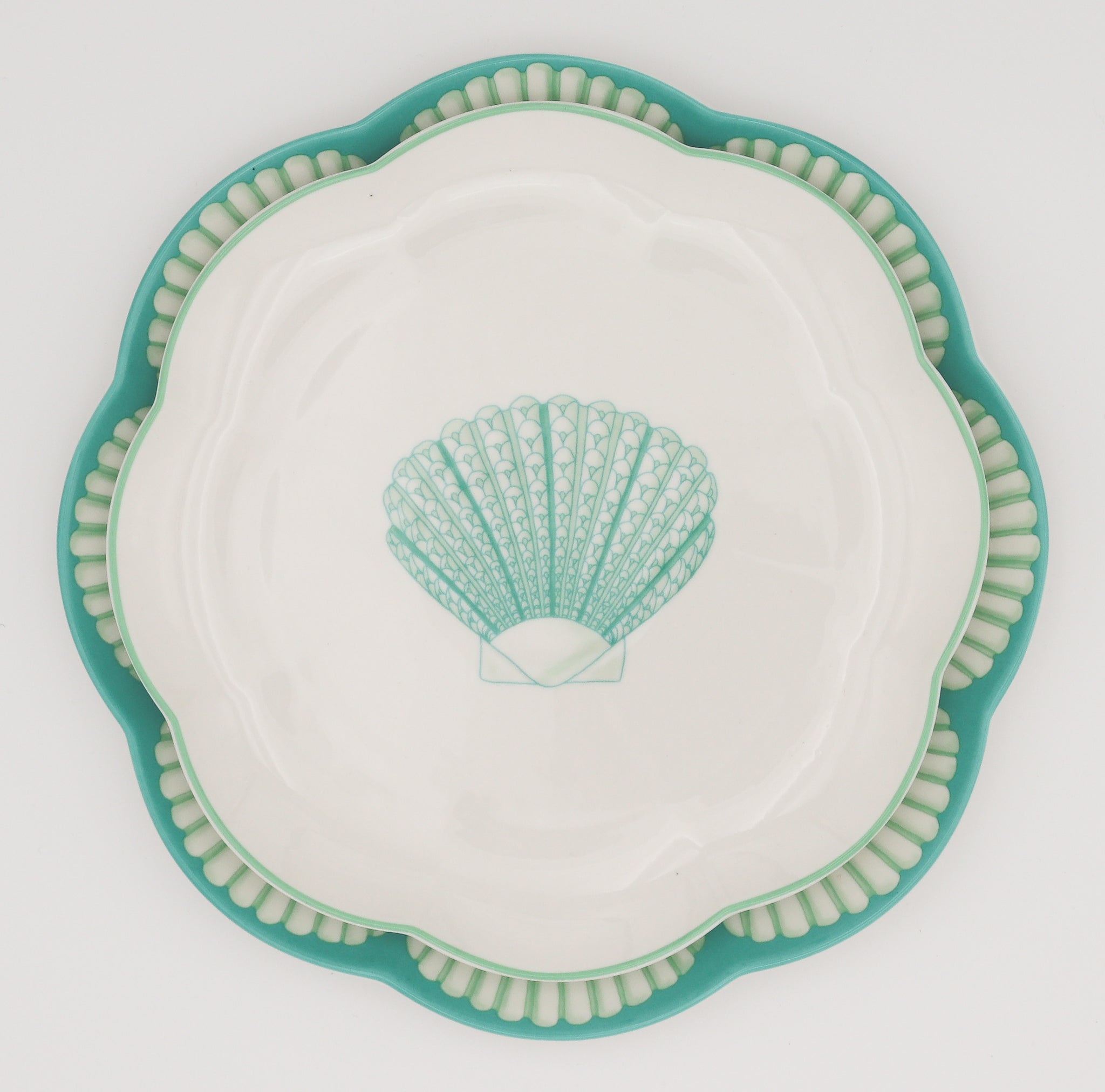 Scalloped Pastel Sea-Blue Plates