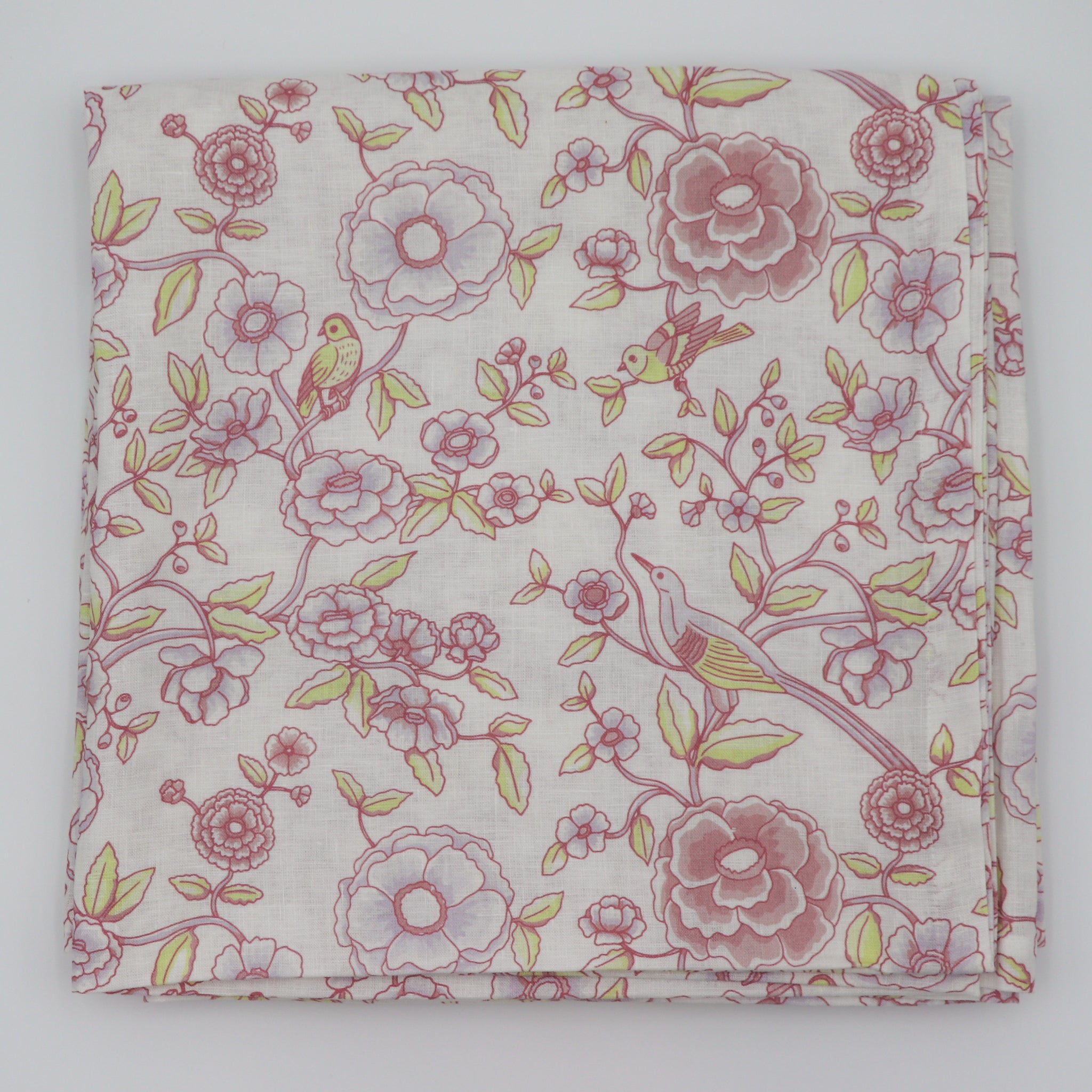 Pastel Rose & Soft Lilac Floral Songbird Table Linen 