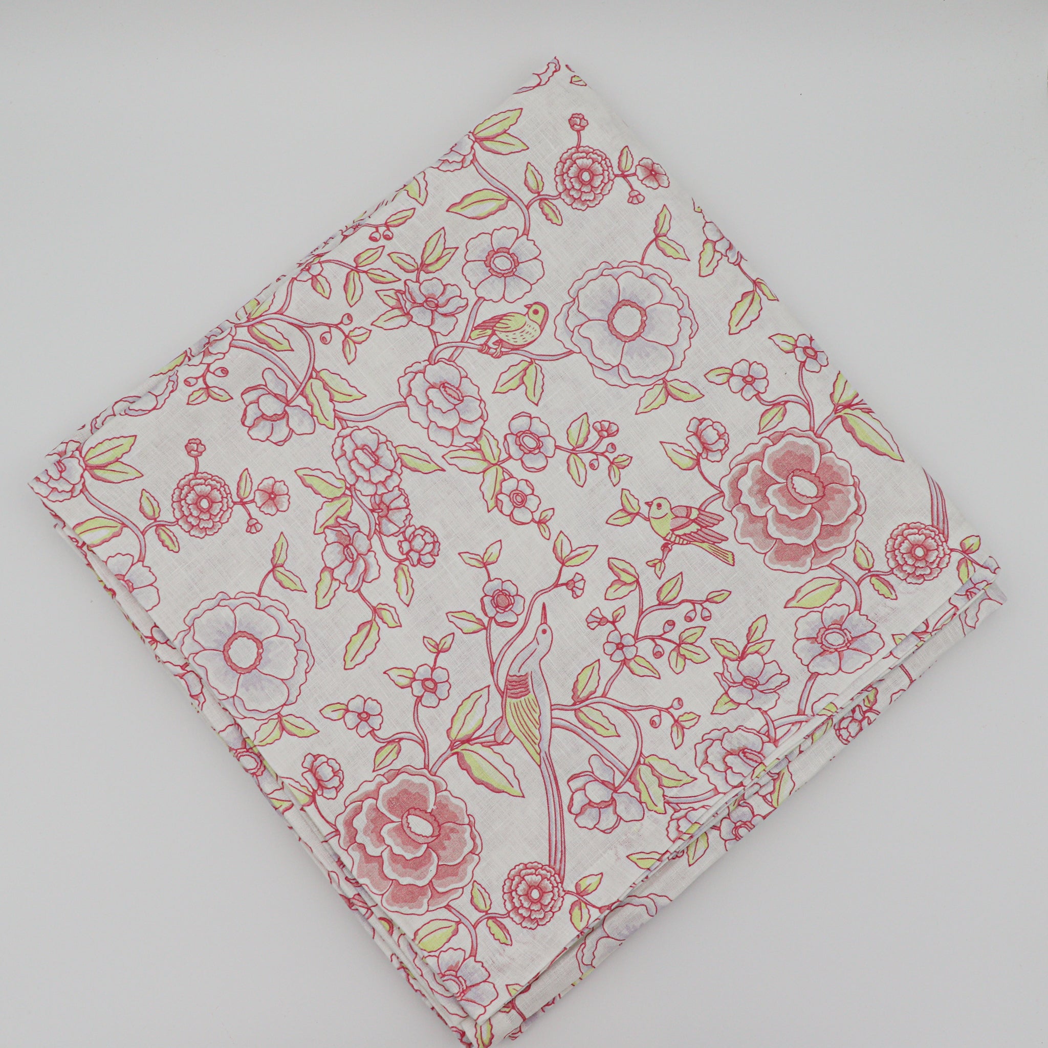 Pastel Rose & Soft Lilac Floral Songbird Table Linen hints of pale green