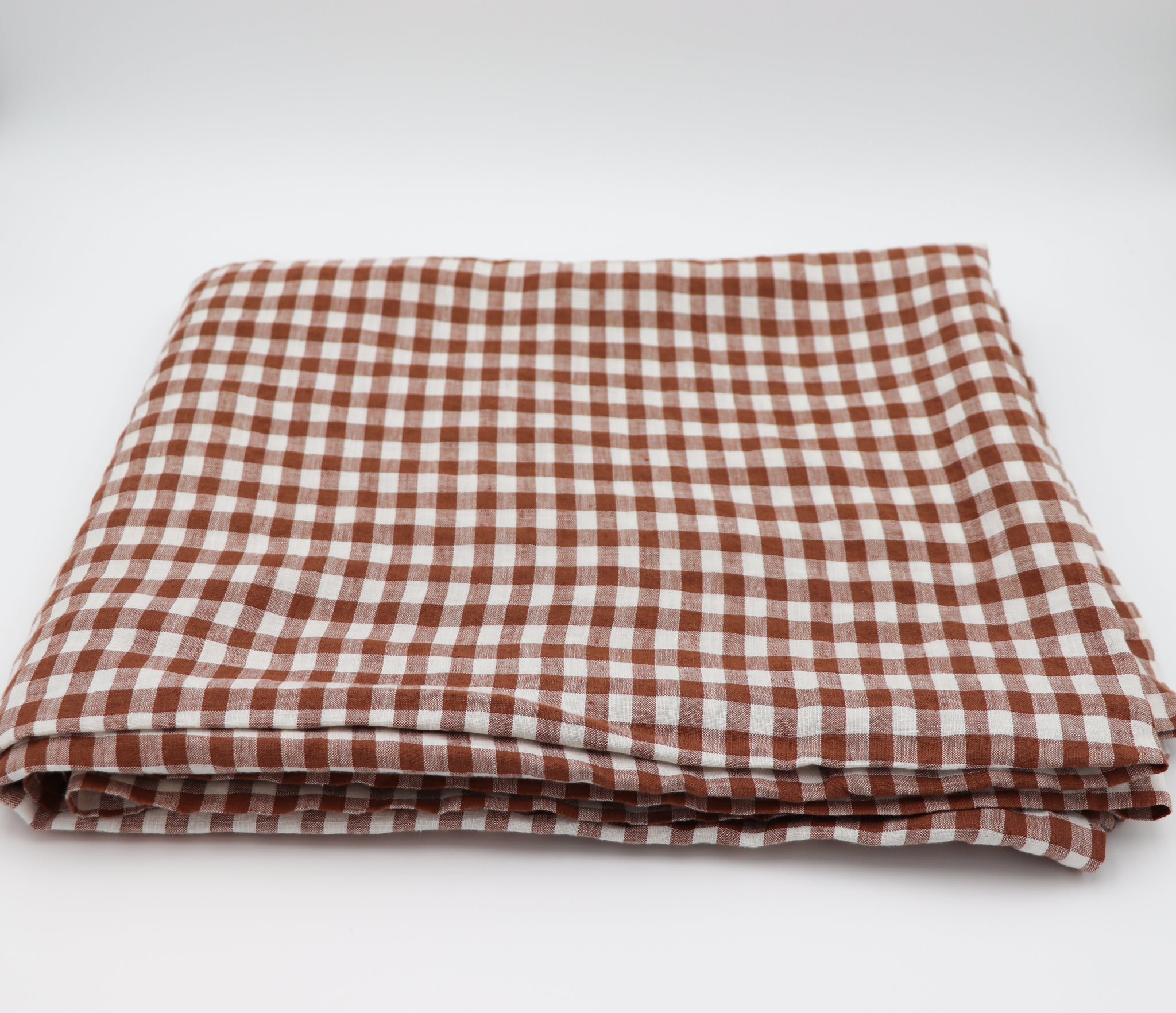 Pecan Plaid Tablecloth in Linen