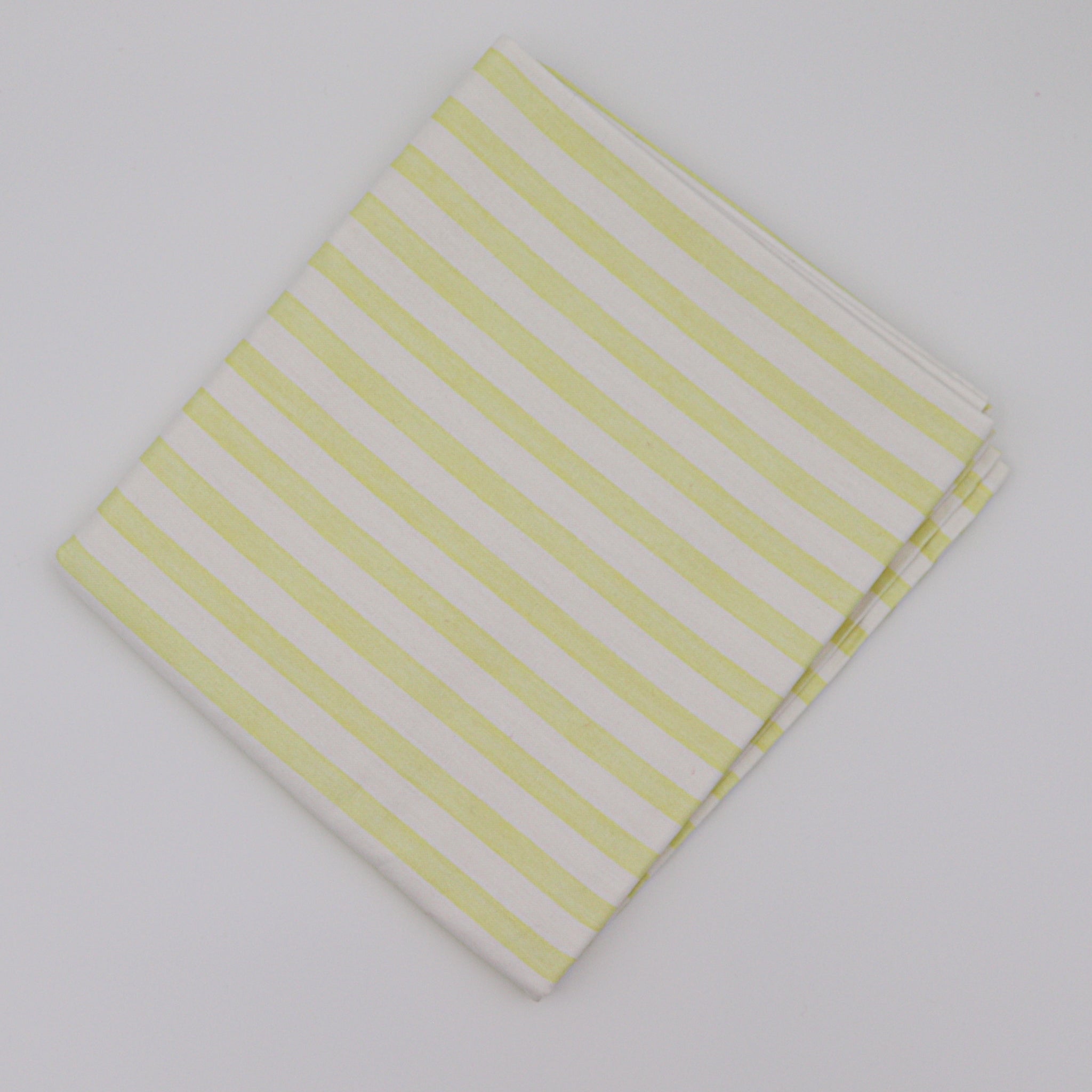 Lemon Sherbet Yellow and White Striped Tablecloth in Linen