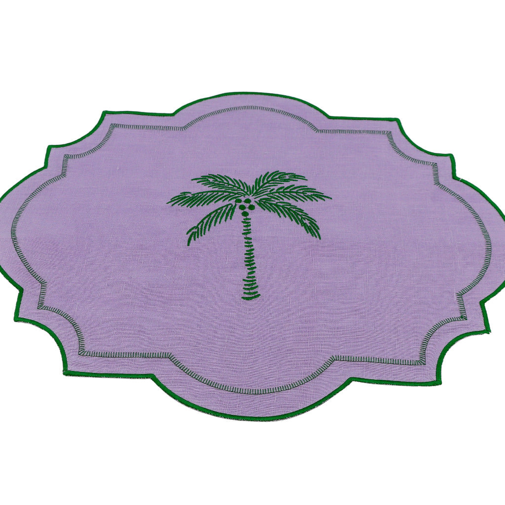 Jeweled Mirage Placemat macro detail of hand-printed pattern and linen texture - premium placemat by Ro'Table NYC