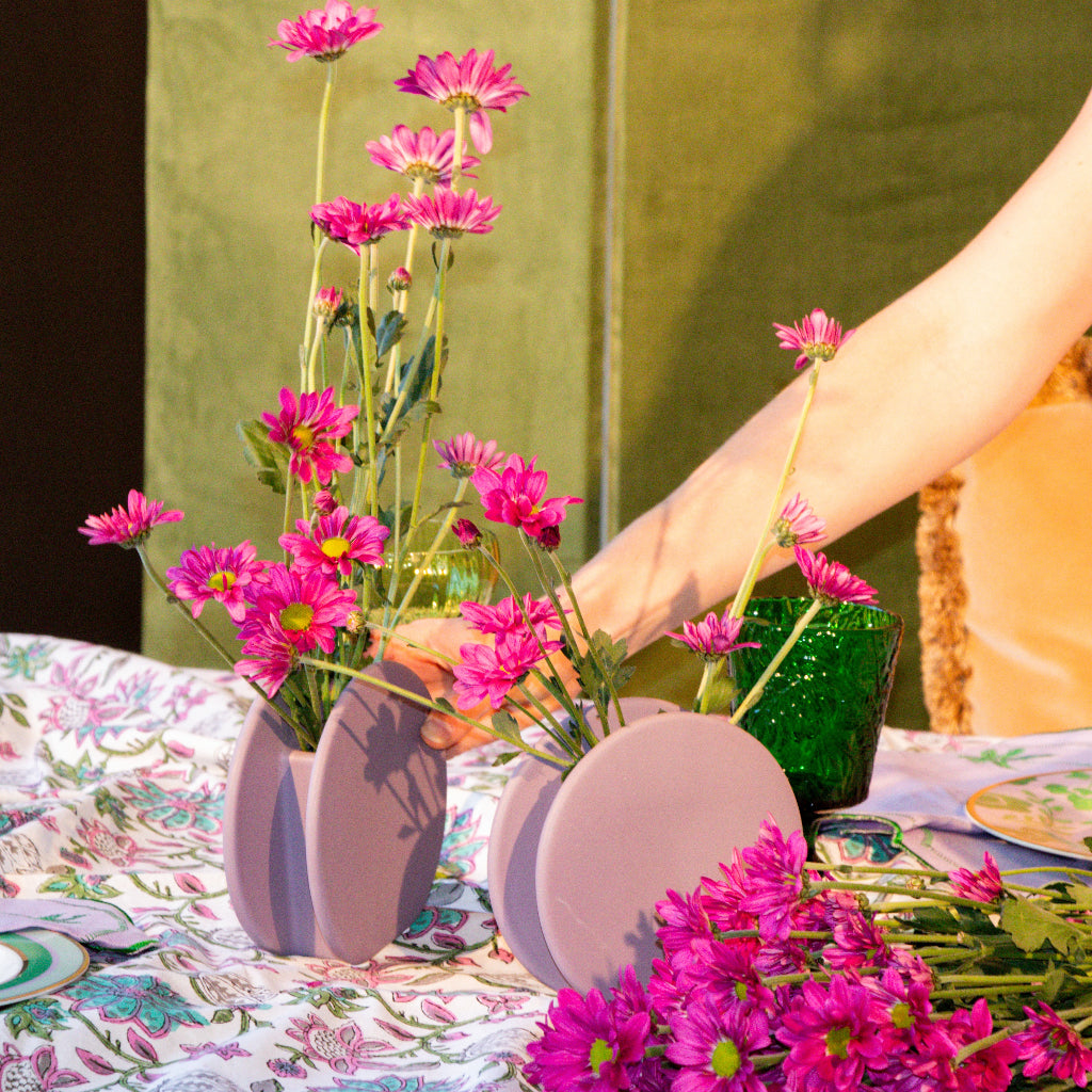 Lavender Macaroon Ceramic Vase - Pair close-up showing artisan ceramic craftsmanship - Ro'Table NYC