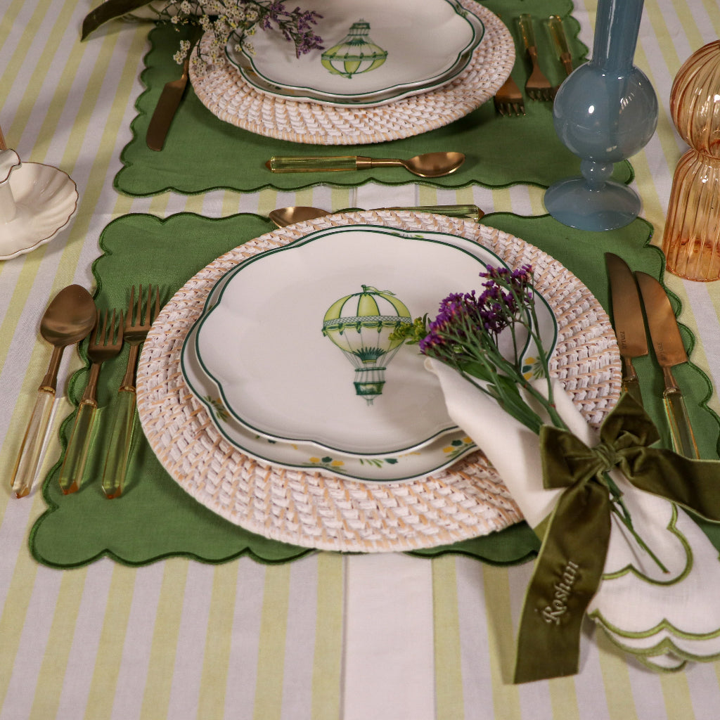 Set Buttercream Yellow Cutlery arranged with complementary tableware and decor - Ro'Table NYC