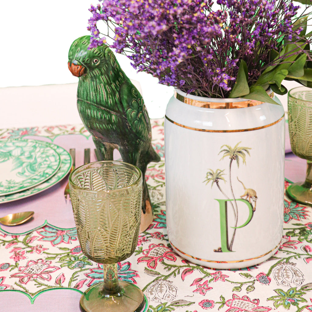 Olive Leaf Goblet close-up showing artisan glass detail - Ro'Table NYC