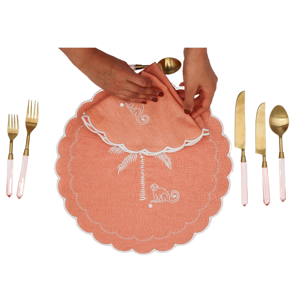 Set Peony Blush Cutlery arranged with complementary tableware and decor - Ro'Table NYC