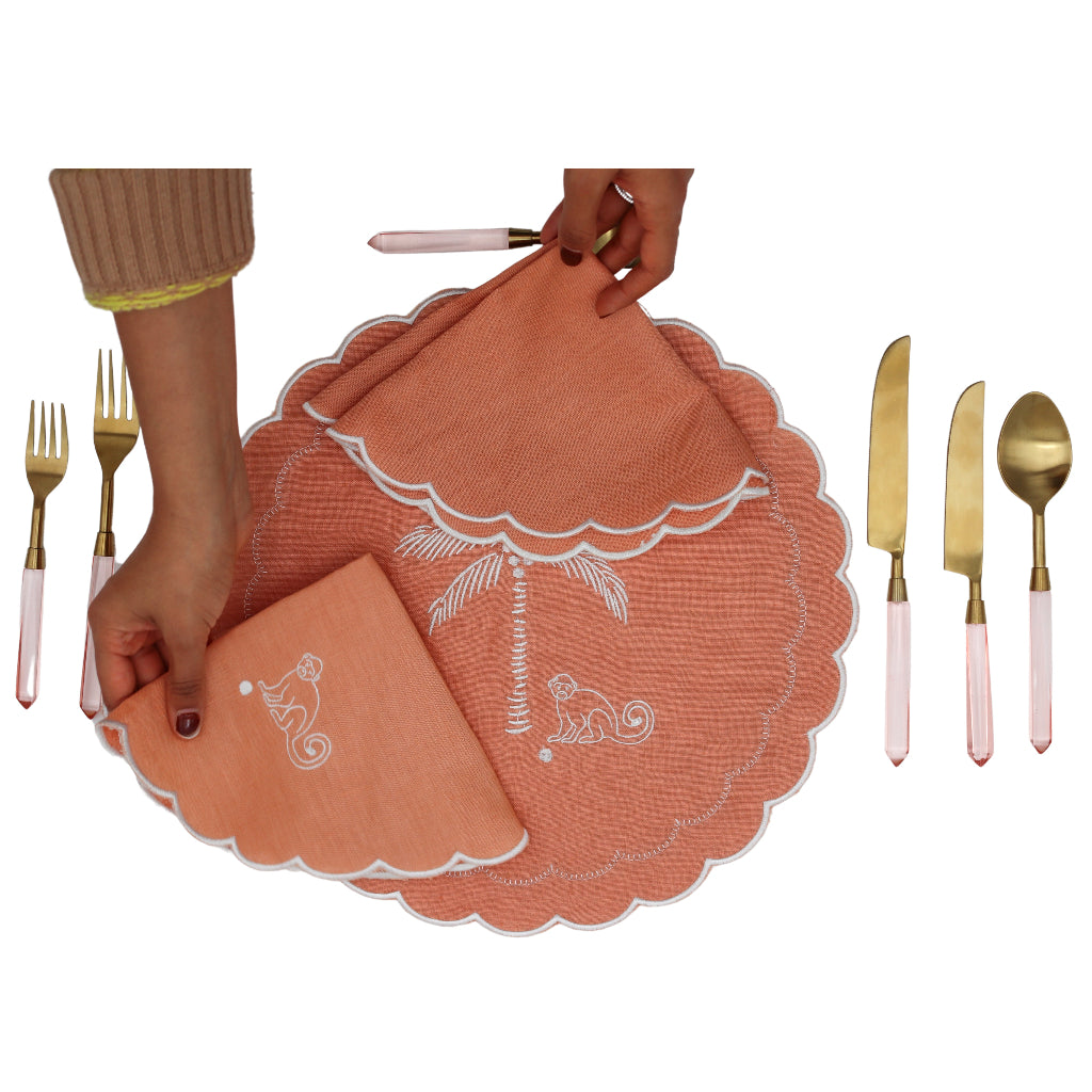 Set Peony Blush Cutlery in an elegantly decorated dining room setting - Ro'Table NYC