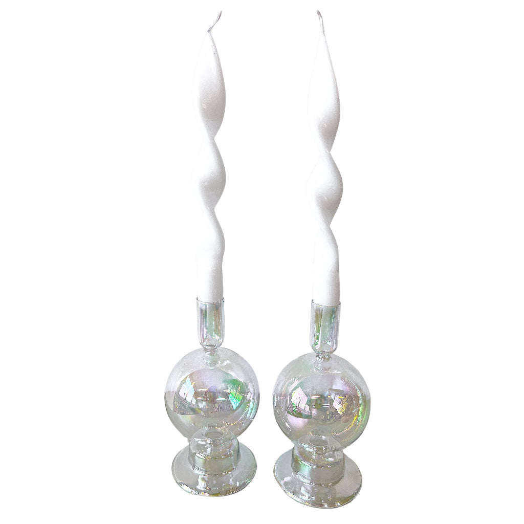Rainbow Prism Bauble Candle Holder - Pair - glass candle holders for elegant dinner parties | Ro'Table NYC