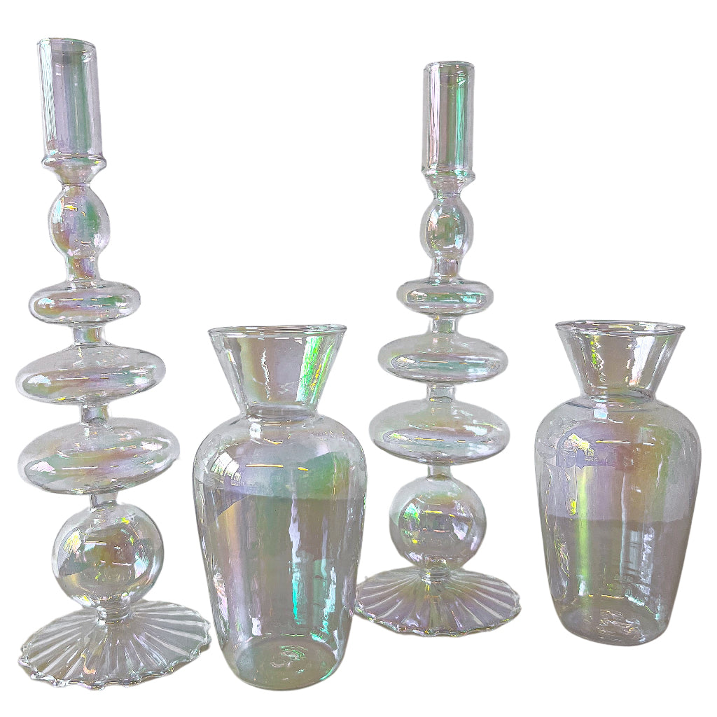 Rainbow Prism Vase - Pair displayed as a complete set for luxury entertaining - Ro'Table NYC