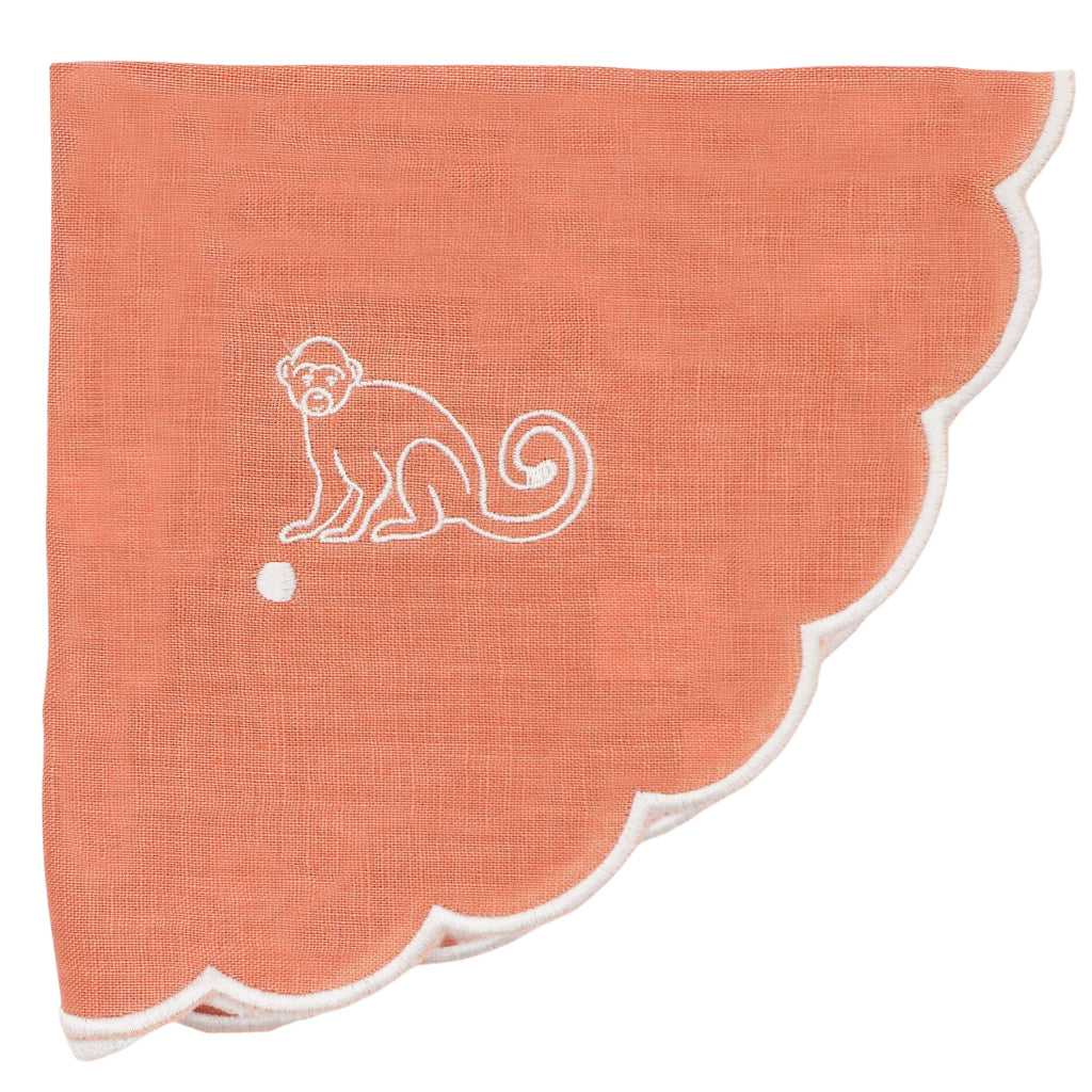 Salmon Sunset Simia Napkin - luxury cloth napkin from Vintage Palm collection | Ro'Table NYC