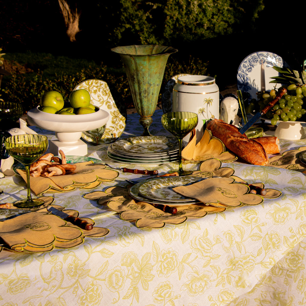 Sunlit Moss Placemat side view highlighting artisan linen craftsmanship - Ro'Table NYC