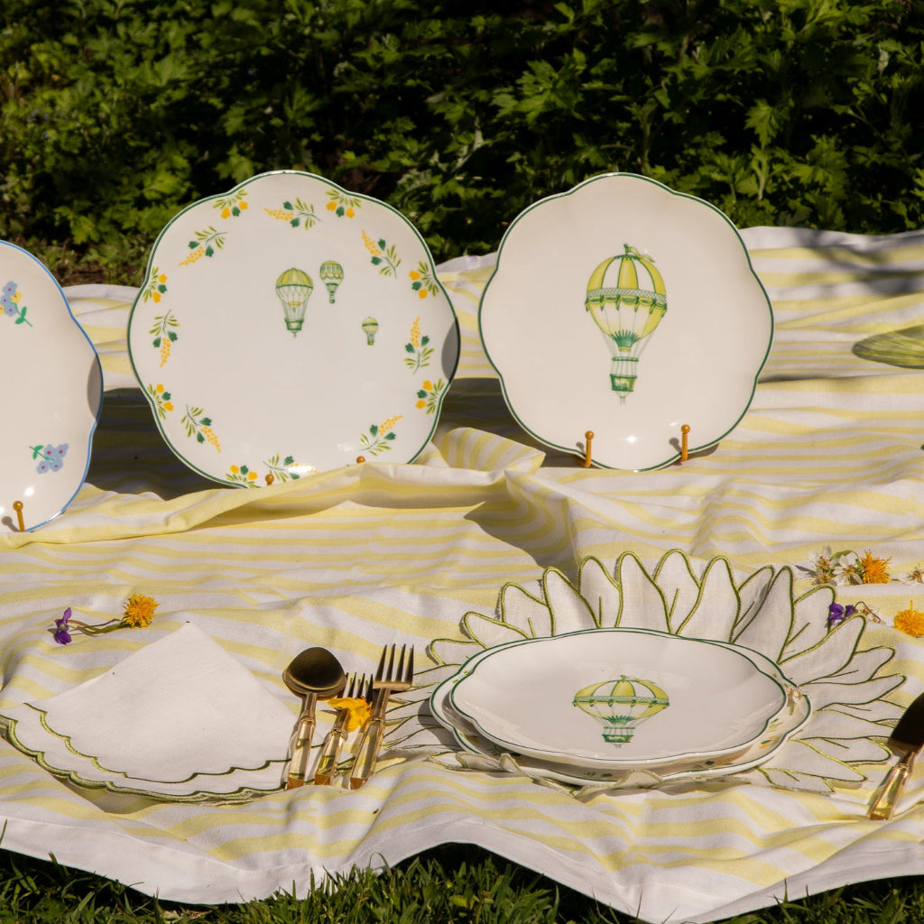 Valensole Lavender Scalloped Dinner Plate side view highlighting artisan ceramic craftsmanship - Ro'Table NYC