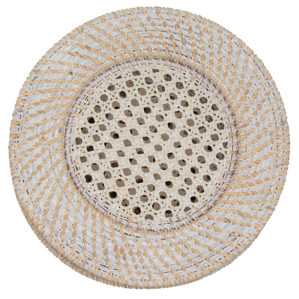 White Rattan Charger - rattan placemat for elegant dinner parties | Ro'Table NYC