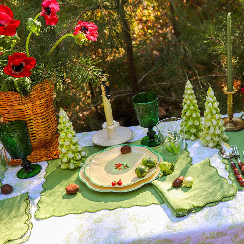 Winter-glow Pine Tree - Pair displayed as a complete set for luxury entertaining - Ro'Table NYC