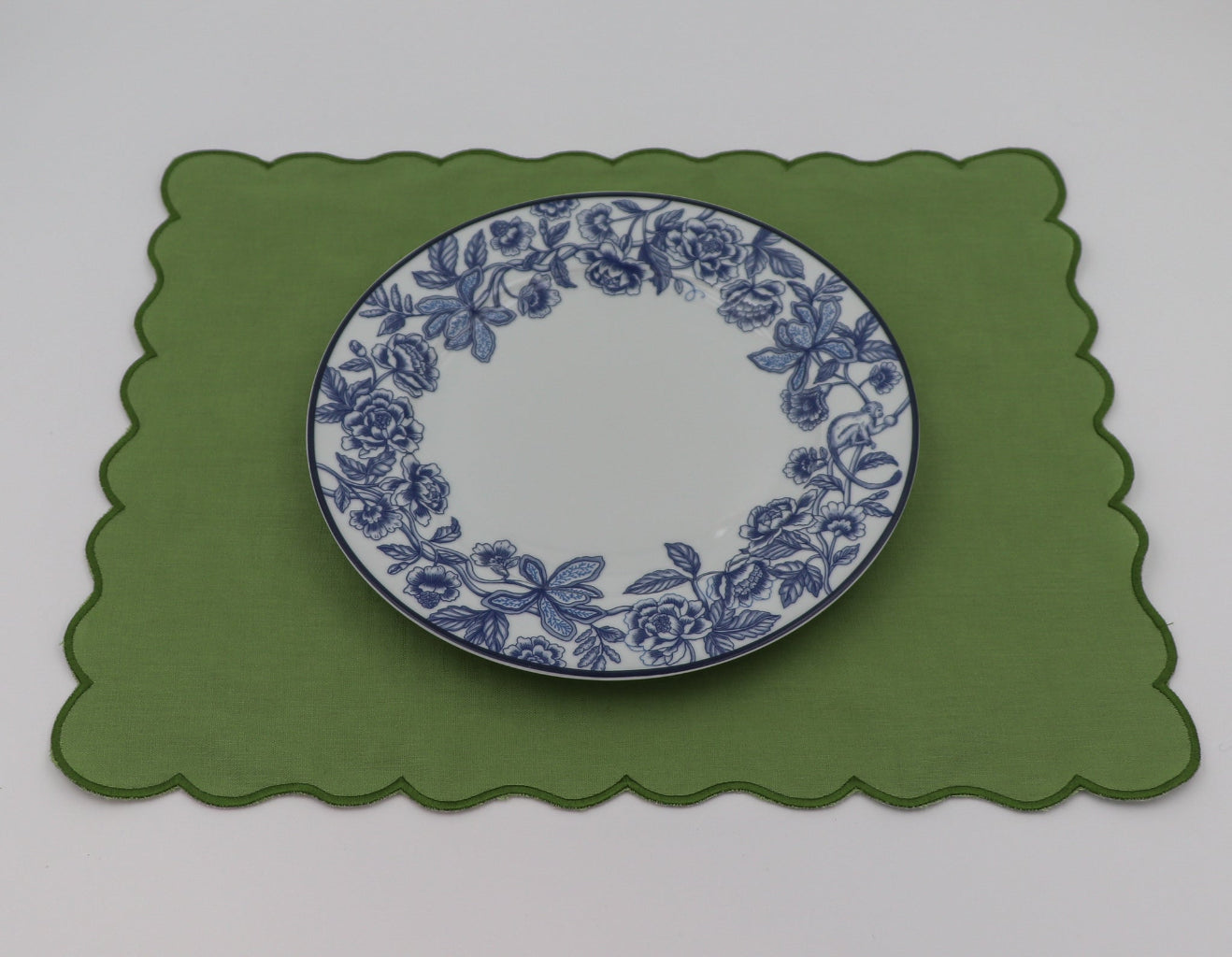 Bombay Blue Dinner Plate paired with Shimla Social collection tableware for a complete place setting - Ro'Table NYC