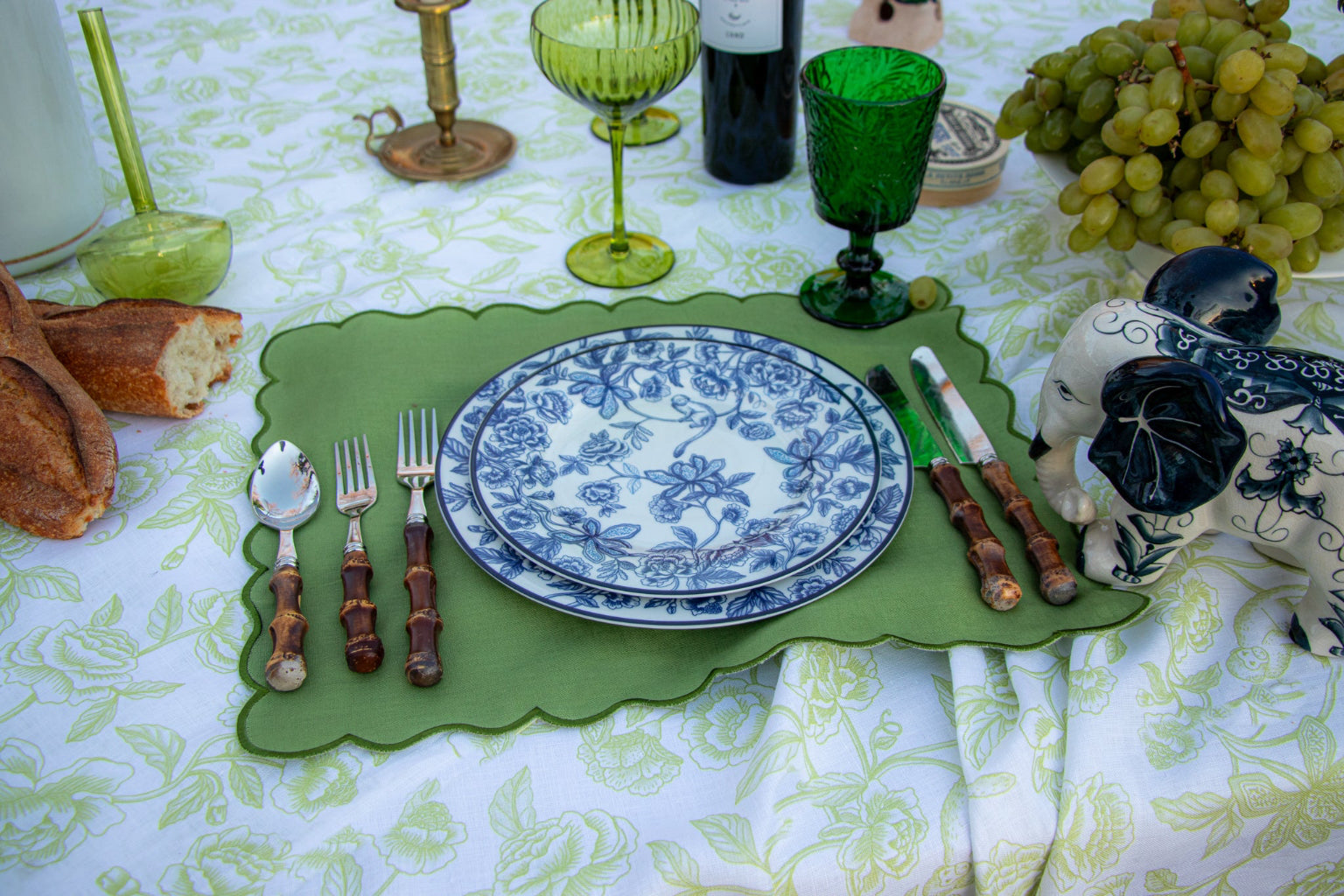 Bombay Blue Dinner Plate featured in an immersive Shimla Social collection dining experience - Ro'Table NYC